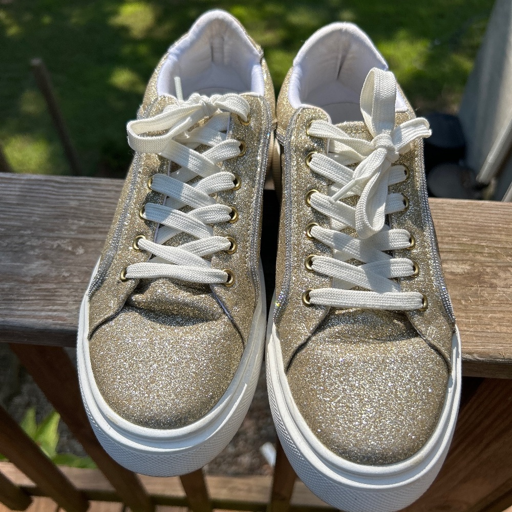 Gold sparkle sneakers